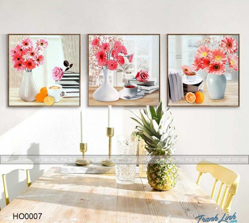 Bo tranh canvas hoa treo tuong trang tri phong an 2