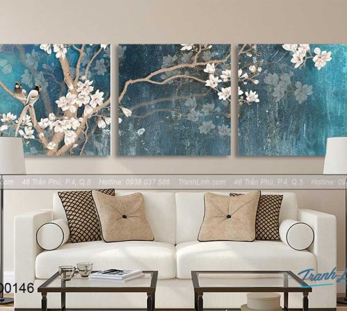 Bo tranh canvas hoa treo tuong trang tri phong khach 107