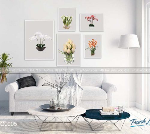Bo tranh canvas hoa treo tuong trang tri phong khach 155