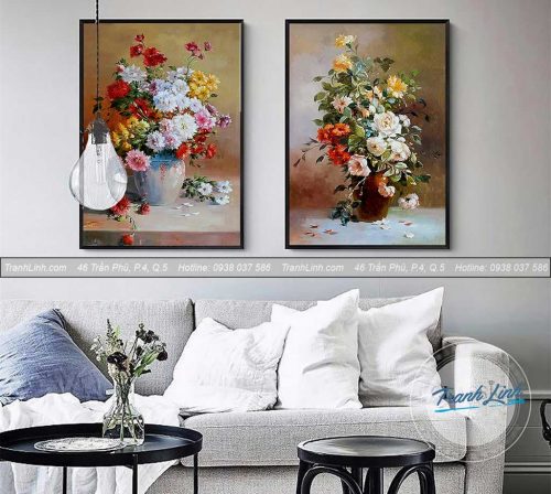 Bo tranh canvas hoa treo tuong trang tri phong khach 163