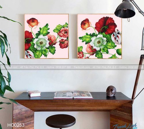 Bo tranh canvas hoa treo tuong trang tri phong khach 198