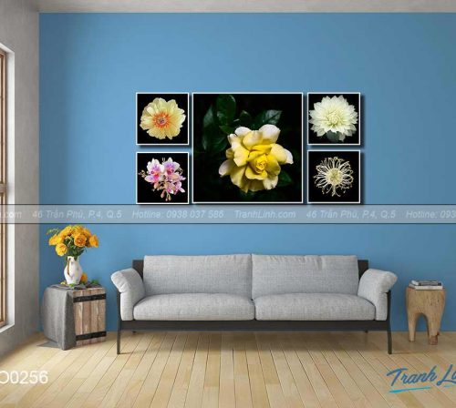 Bo tranh canvas hoa treo tuong trang tri phong khach 200