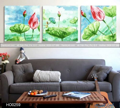 Bo tranh canvas hoa treo tuong trang tri phong khach 202