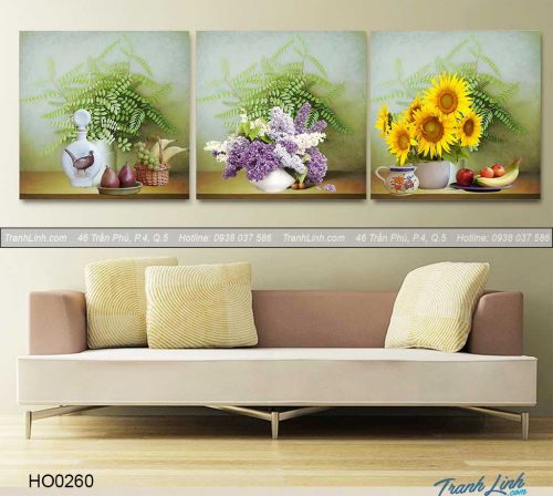 Bo tranh canvas hoa treo tuong trang tri phong khach 203