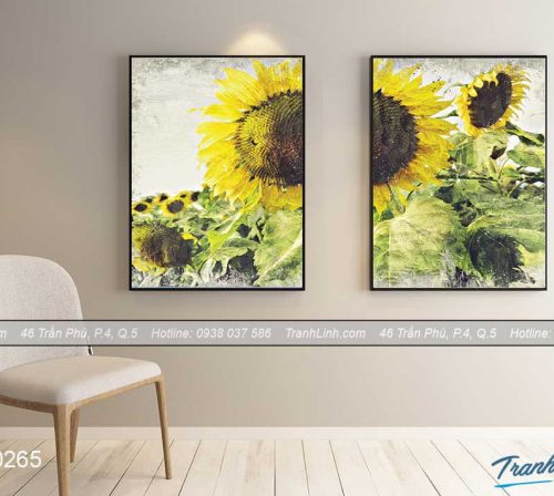 Bo tranh canvas hoa treo tuong trang tri phong khach 206