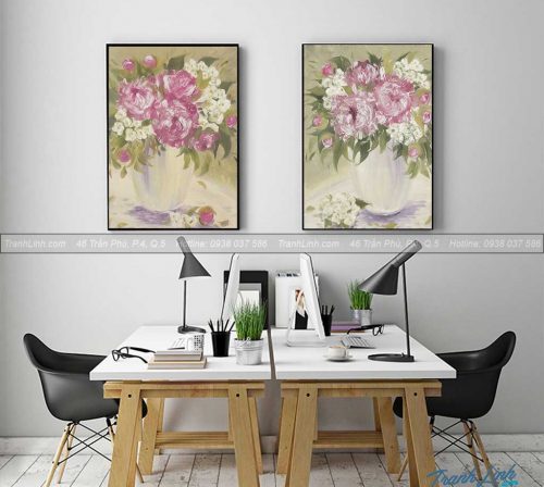 Bo tranh canvas hoa treo tuong trang tri phong khach 240
