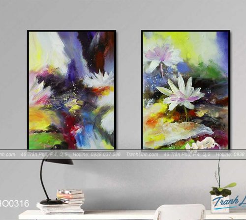 Bo tranh canvas hoa treo tuong trang tri phong khach 245