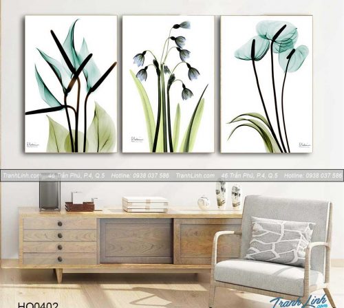 Bo tranh canvas hoa treo tuong trang tri phong khach 327