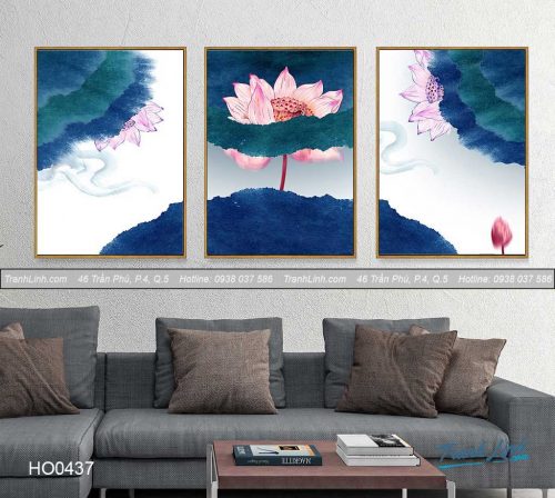 Bo tranh canvas hoa treo tuong trang tri phong khach 357