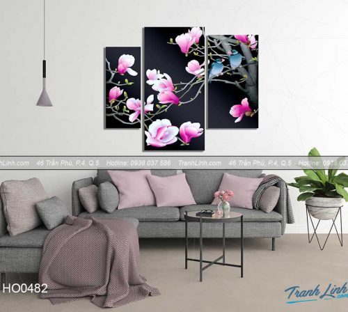 Bo tranh canvas hoa treo tuong trang tri phong khach 392