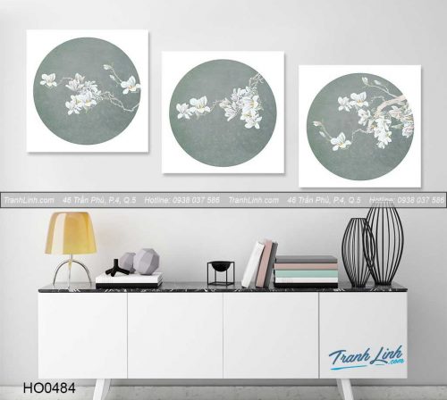 Bo tranh canvas hoa treo tuong trang tri phong khach 394