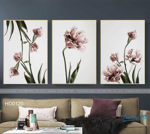 Bo tranh canvas hoa treo tuong trang tri phong khach 85