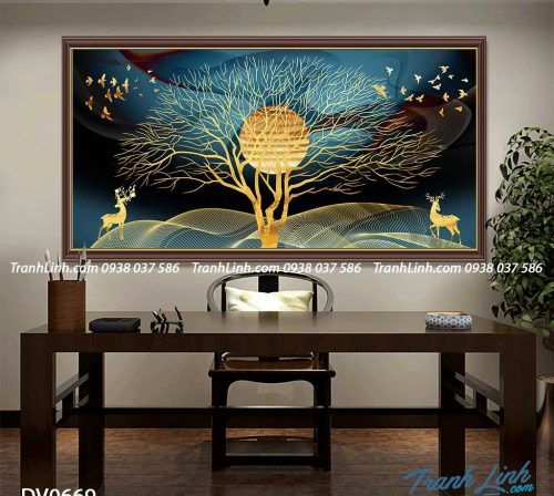 Tranh canvas treo tuong trang tri phong khach phong canh truu tuong 174