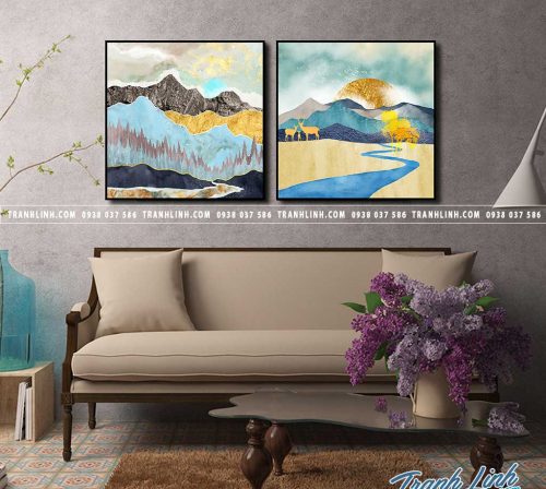 Tranh canvas treo tuong trang tri phong khach phong canh truu tuong 238
