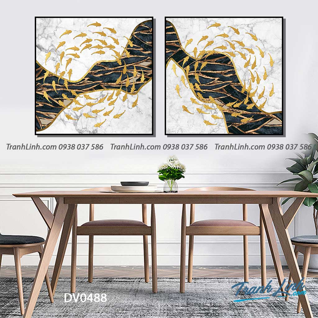 Tranh canvas treo tuong trang tri phong an ca chep truu tuong 2