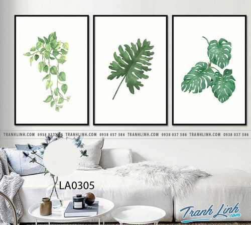 bo tranh canvas la cay nhiet doi trang tri 164