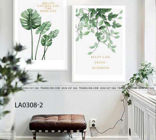 bo tranh canvas la cay nhiet doi trang tri 167
