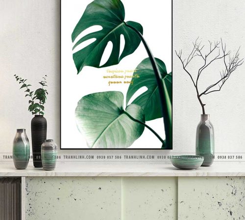 bo tranh canvas la cay nhiet doi trang tri 169