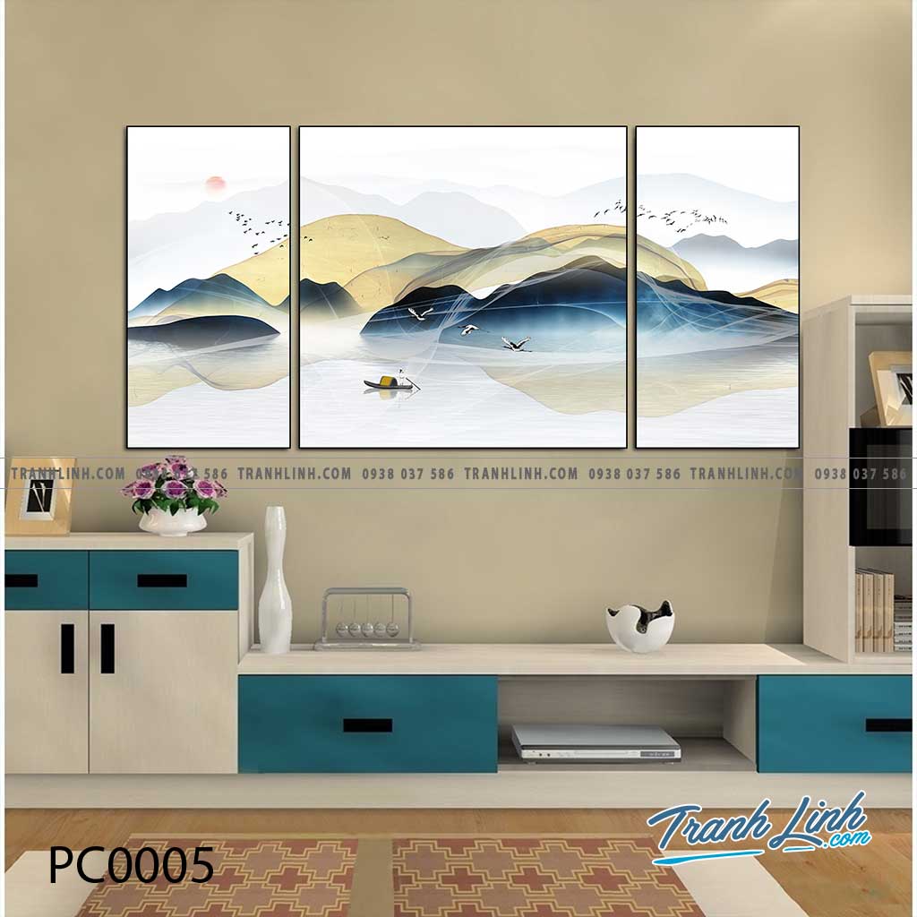 Bo tranh Canvas treo tuong trang tri phong khach phong canh PC0005