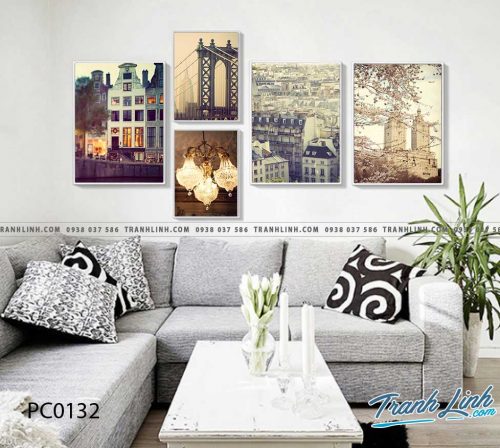 Bo tranh Canvas treo tuong trang tri phong khach phong canh PC0132