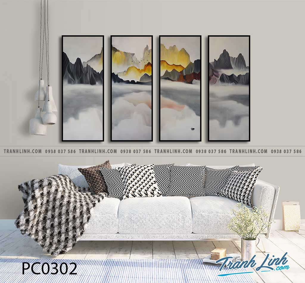 Bo tranh Canvas treo tuong trang tri phong khach phong canh PC0302