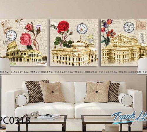 Bo tranh Canvas treo tuong trang tri phong khach phong canh PC0318