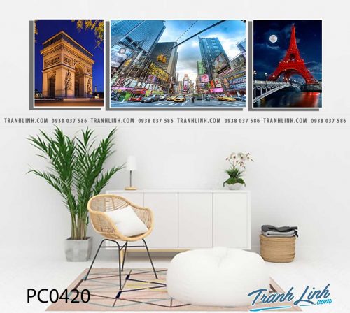 Bo tranh Canvas treo tuong trang tri phong khach phong canh PC0420