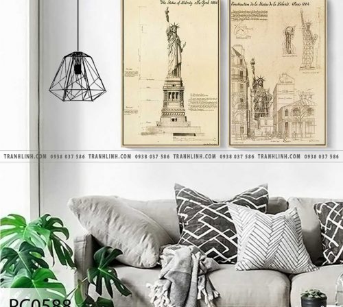 Bo tranh Canvas treo tuong trang tri phong khach phong canh PC0588