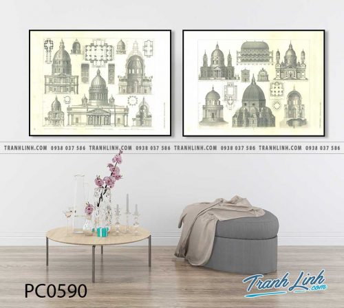 Bo tranh Canvas treo tuong trang tri phong khach phong canh PC0590