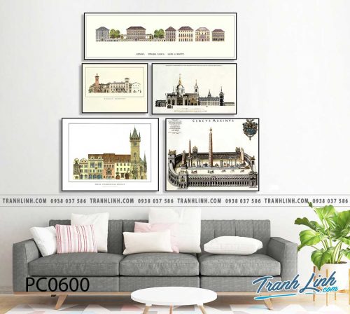 Bo tranh Canvas treo tuong trang tri phong khach phong canh PC0600