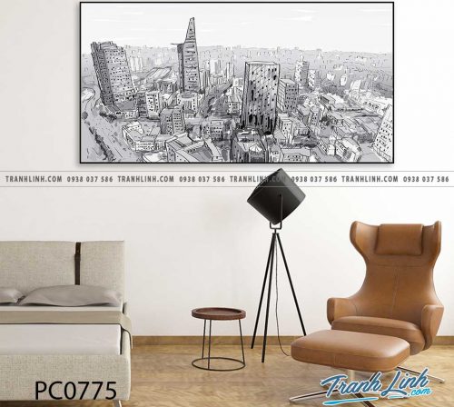 Bo tranh Canvas treo tuong trang tri phong khach phong canh PC0775