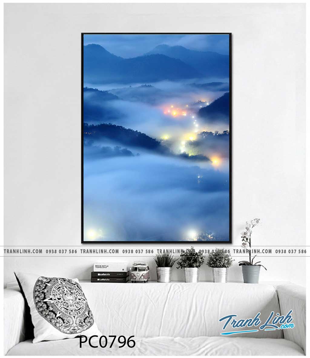 Bộ Tranh Canvas Phong Cảnh Mây Núi đẹp - PC0796 - Tranh Linh