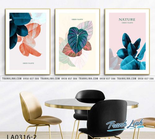 bo tranh canvas la cay nhiet doi trang tri 186