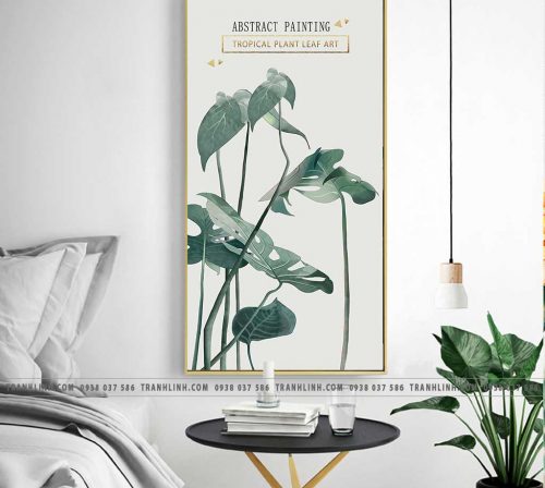 bo tranh canvas la cay nhiet doi trang tri 189