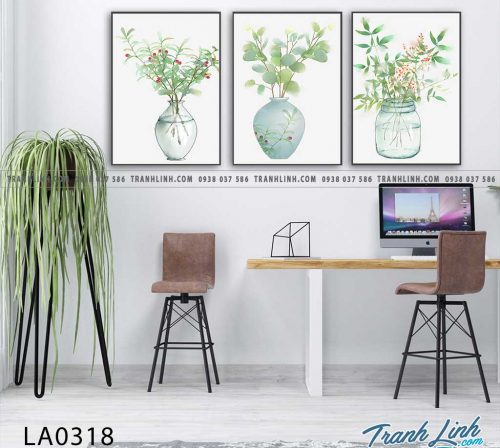 bo tranh canvas la cay nhiet doi trang tri 192