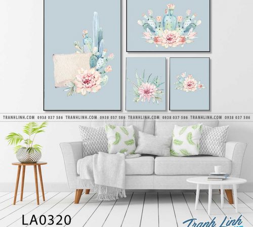 bo tranh canvas la cay nhiet doi trang tri 194