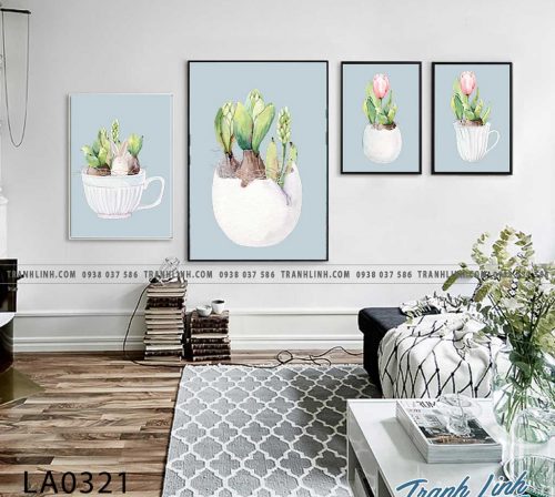 bo tranh canvas la cay nhiet doi trang tri 195