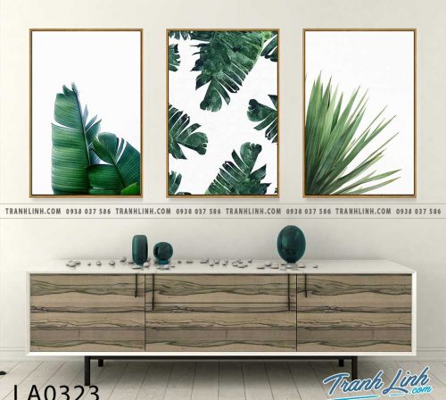 bo tranh canvas la cay nhiet doi trang tri 197