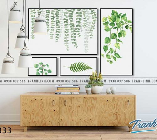 bo tranh canvas la cay nhiet doi trang tri 207