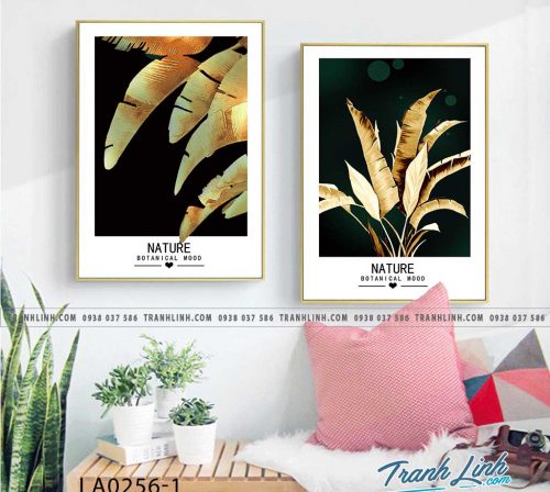 bo tranh canvas la cay nhiet doi trang tri 242