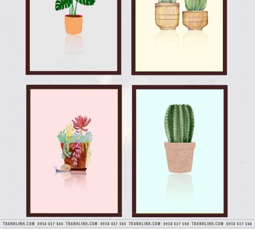 bo tranh canvas la cay nhiet doi trang tri 248