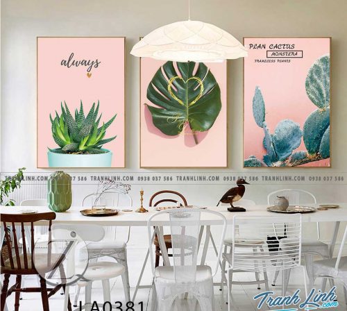 bo tranh canvas la cay nhiet doi trang tri 274