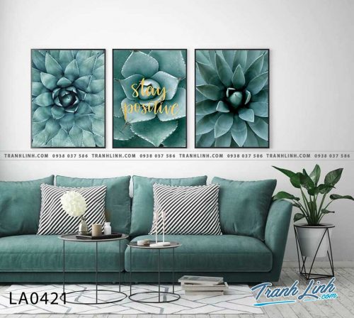 bo tranh canvas la cay nhiet doi trang tri 319