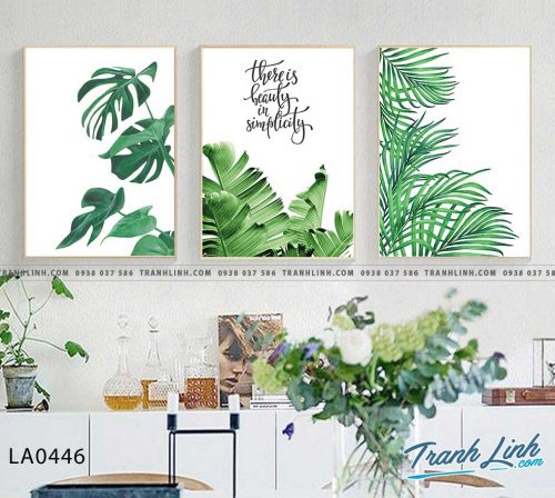 bo tranh canvas la cay nhiet doi trang tri 344