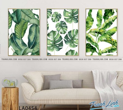 bo tranh canvas la cay nhiet doi trang tri 352