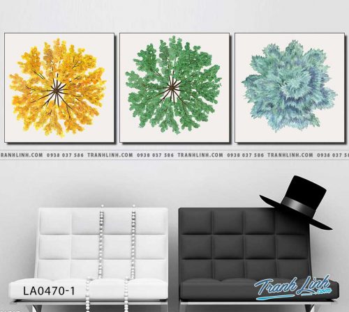 bo tranh canvas la cay nhiet doi trang tri 369