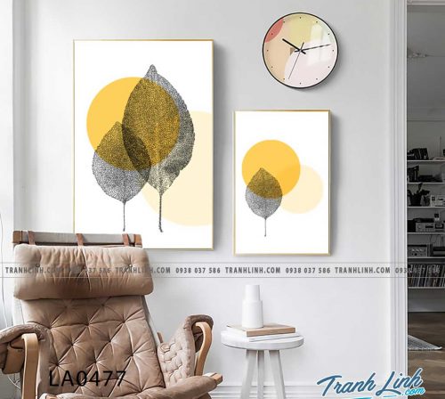 bo tranh canvas la cay nhiet doi trang tri 377