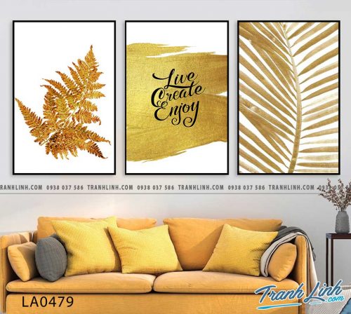 bo tranh canvas la cay nhiet doi trang tri 379