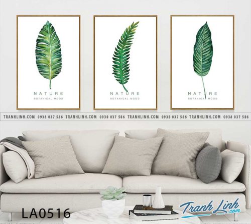 bo tranh canvas la cay nhiet doi trang tri 417