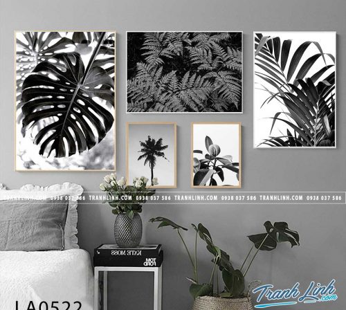 bo tranh canvas la cay nhiet doi trang tri 423